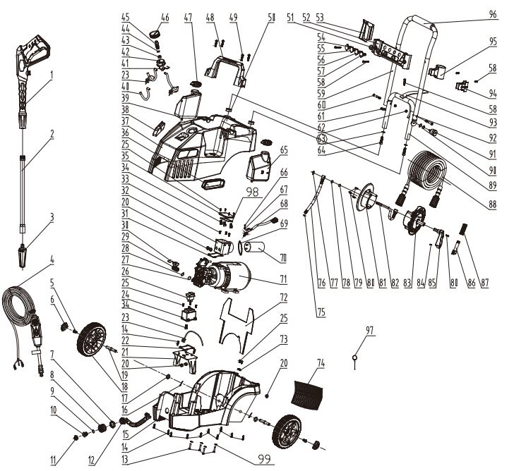 GreenWorks GPW2001 Electric Pressure Washer replacement parts & Owners Manual